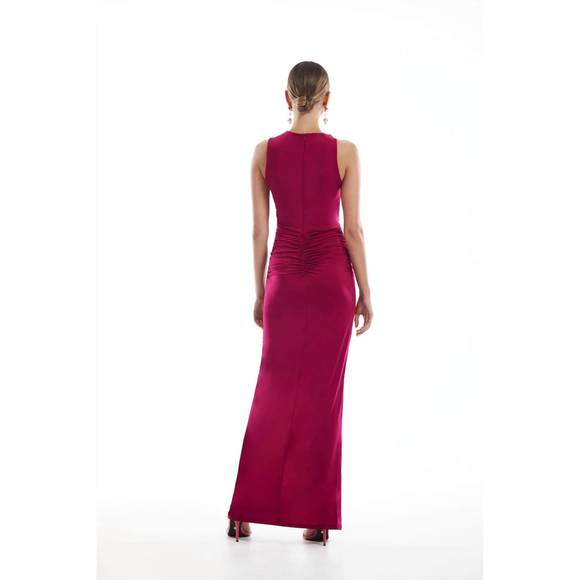 NEW KRISA twist shoulder maxi dress in magenta - Picture 2 of 2